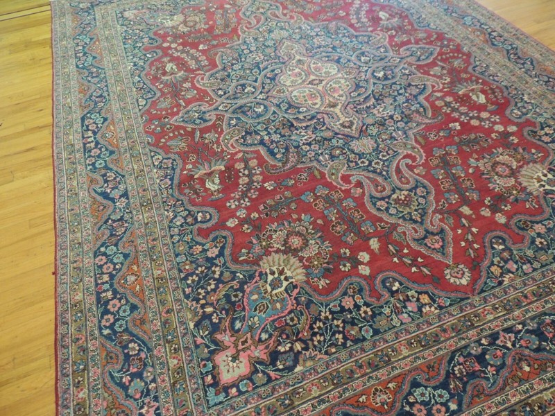 10x13 10x14 Antique Lavar Kermaan Oriental Area Rug wool Red Blue Pink Green gallery