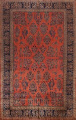 Pre-1900 Vegetable Dye Manchester Wool Hand-made Room Size Antique Rug 10×16
