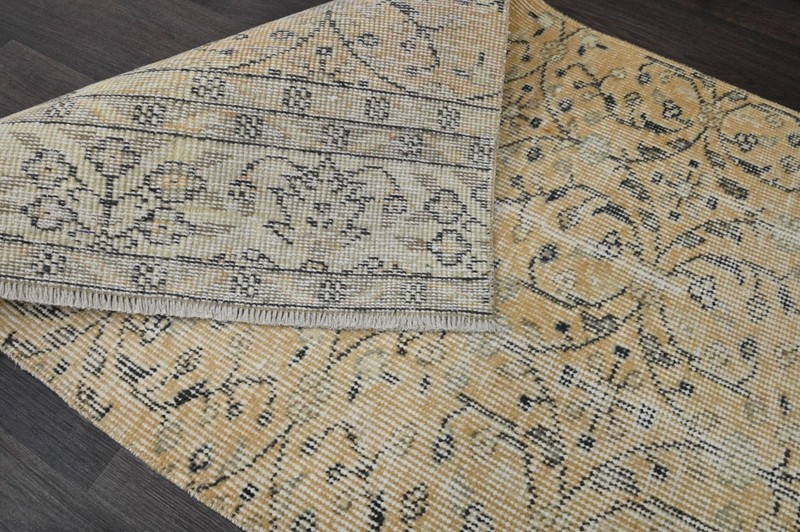 Vintage Turkish Runner Rug 2x8ft Wool Anatolian Handmade Hallway Oushak YELLOW gallery