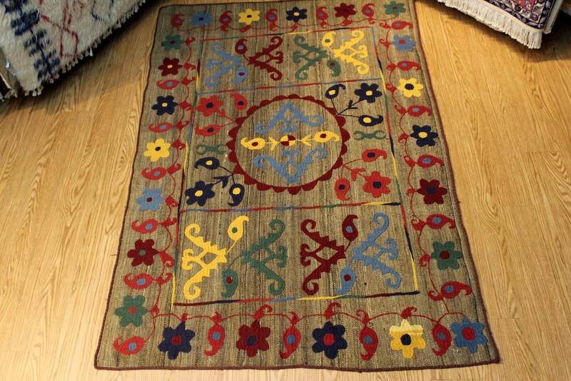 5' x 7' Kazakh handmade tribal kilim kelim hand-woven embroidered SUZANI Pm75 gallery