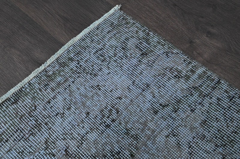 Vintage Turkish Runner Rug 2x7ft Wool Anatolian Handmade Hallway Oushak BLUE gallery