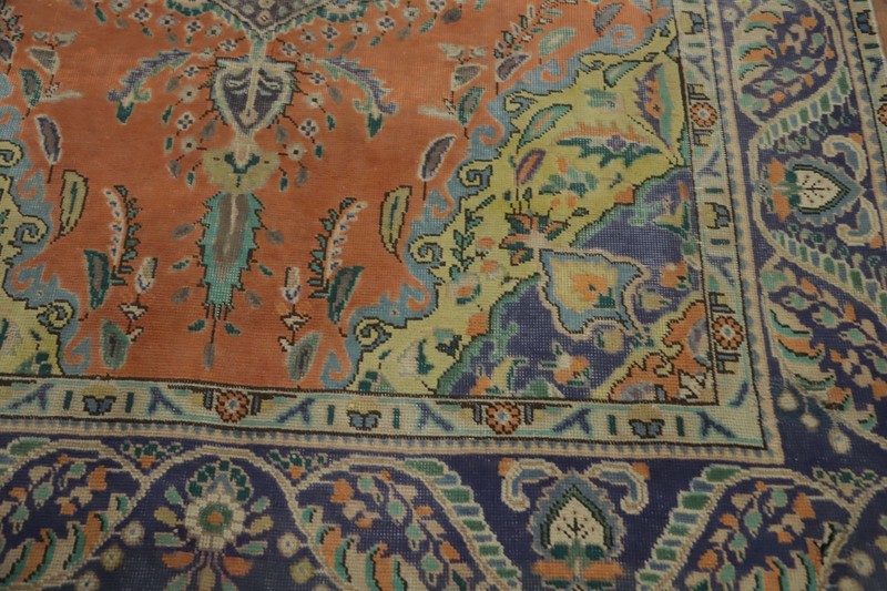 Over-Dyed Orange Wool Traditional Vintage Rug Hand-made Room Size Carpet 6x9 gallery