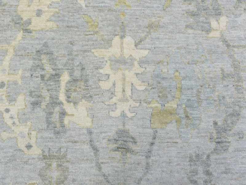 12'1"x17'8" Light Gray Angora Oushak with Leaf Pattern Natural Dyes, soft Wool gallery