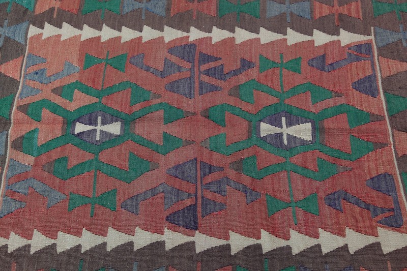 Vintage Flatweave Turkish Kilim – Handwoven Bohemian Rug, Decorative Area Kilim gallery