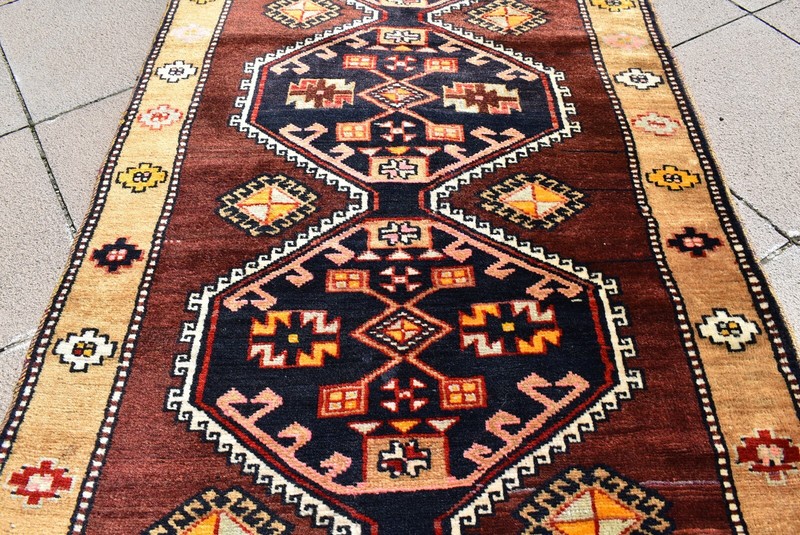 Turkish Rug 36'' x 115'' Vintage Hand-knotted Kurdish Rug Hallway Wool Rug gallery