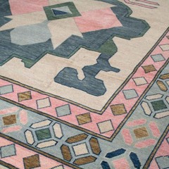Hand-Knotted Turkish Knot Wool Rug – Geometric Heritage, 5×8 Bedroom Rug