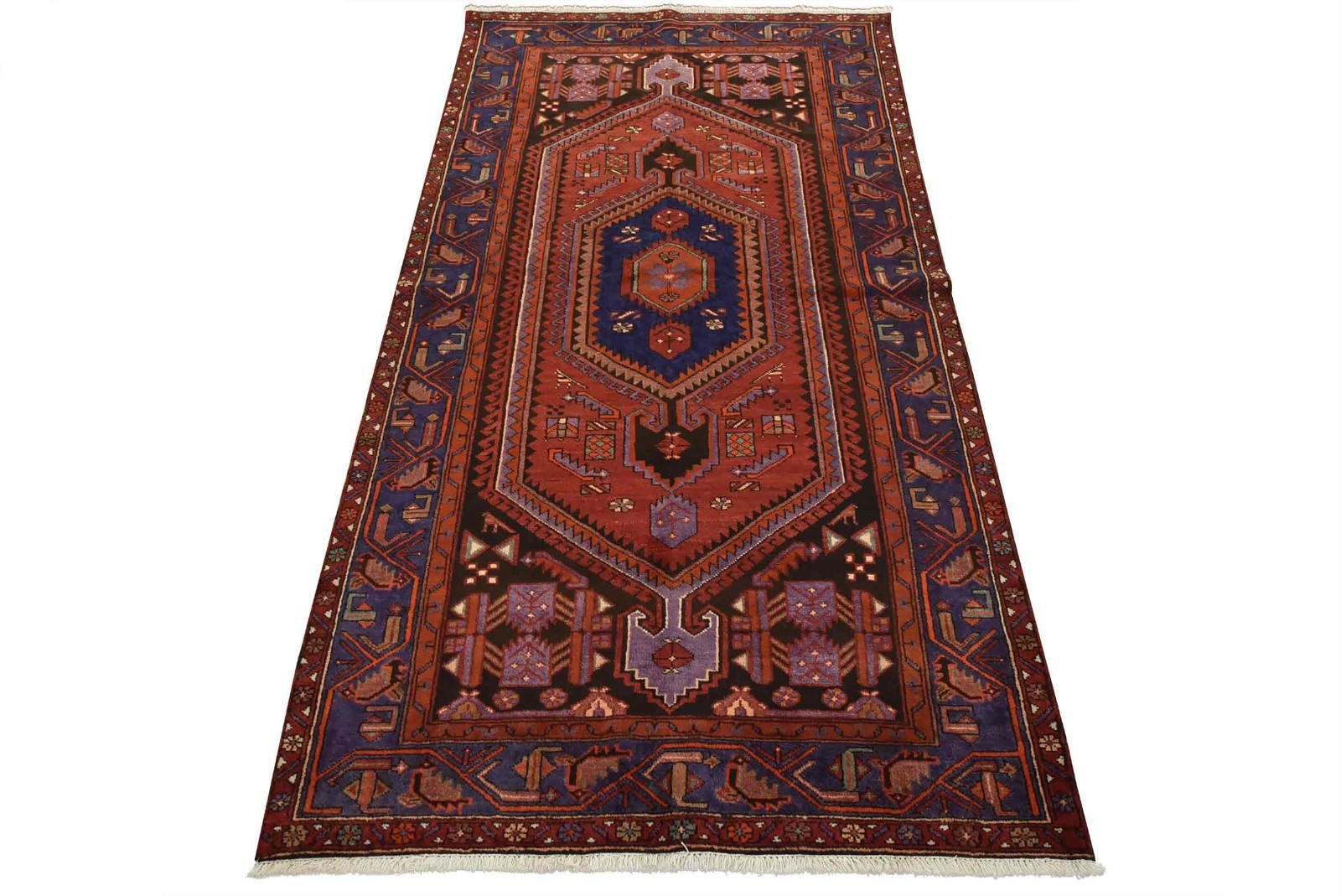 Hamedan Rug 4’6” x 8′ Red Wool Vintage Tribal Hand-Knotted Oriental Carpet gallery