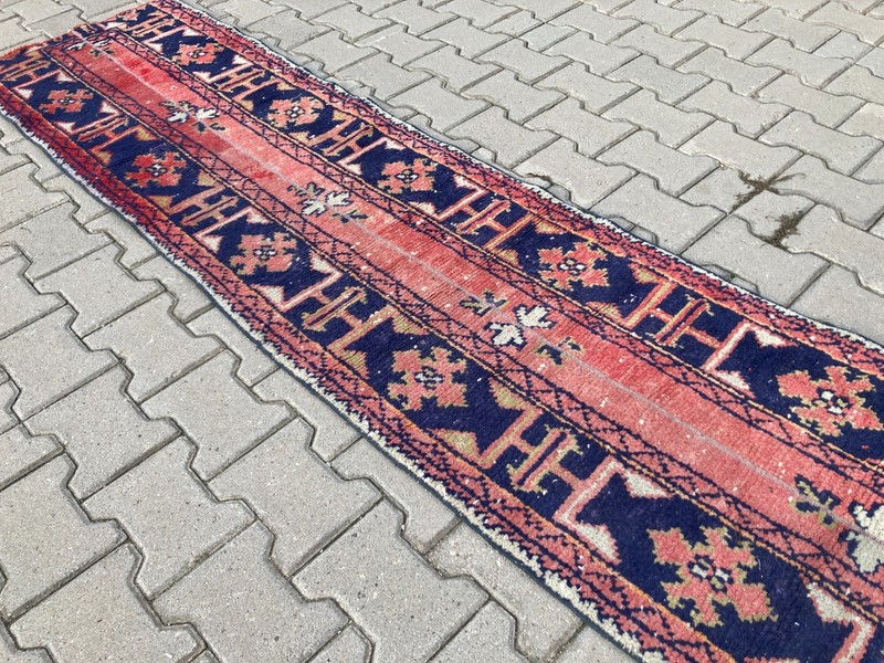 2x9.8 ft, Pink Vintage Patchwork Runner, Antique Turkish Kilim, Hallway Carpet gallery