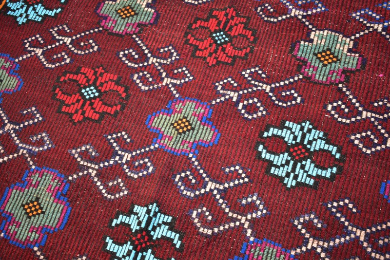 Turkish Kilim Handwoven 5'x9' Cicim Kilim Natural Wool Vintage Rug 164x290cm gallery