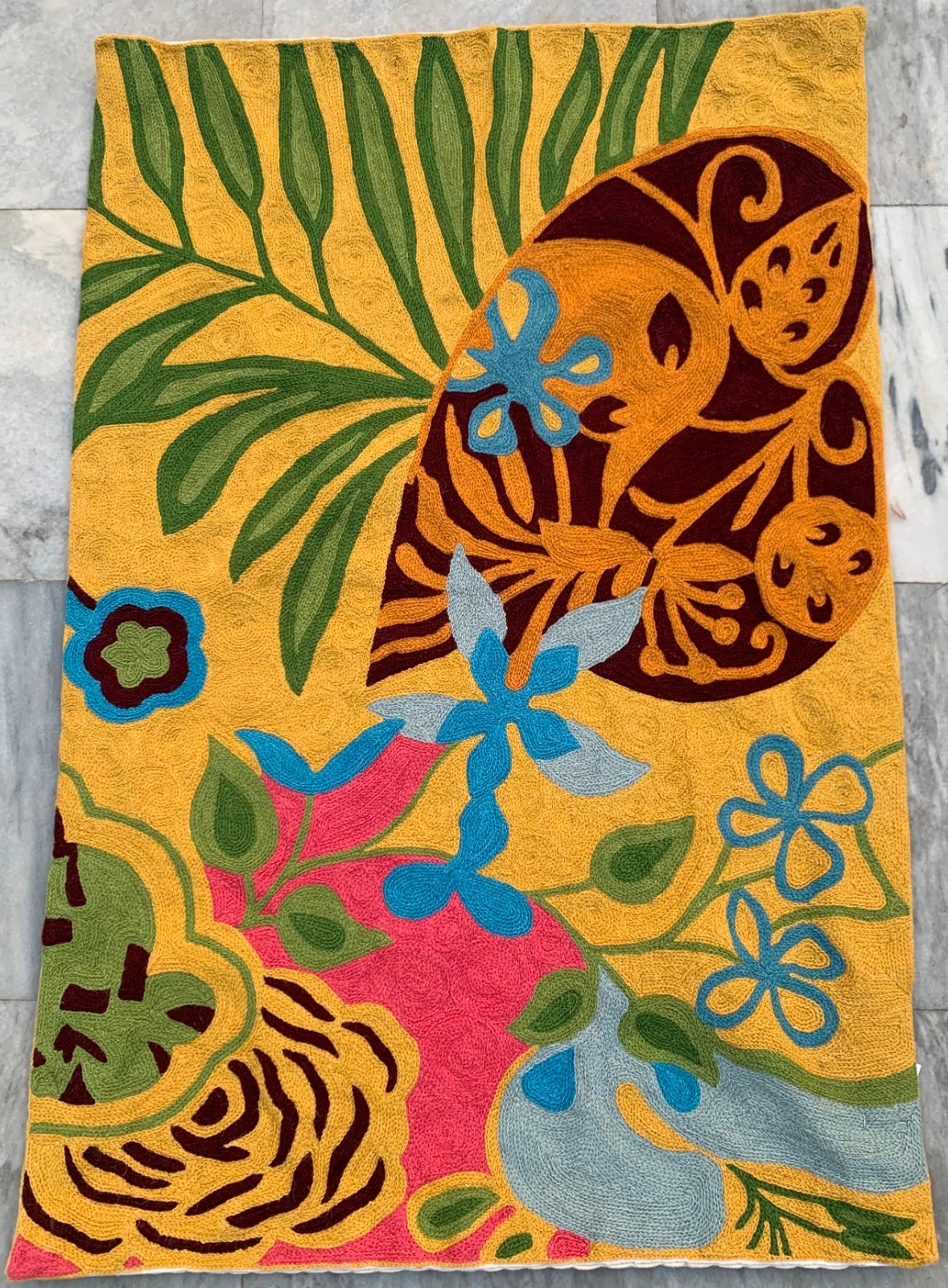 Vintage Aubusson Rug: Hand-woven Chain Stitch Carpet, Home Decor 2x3 ft gallery