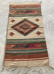 Antique Navajo Handwoven Diamond Medallion Native American Kilim Rug 145×75 cm
