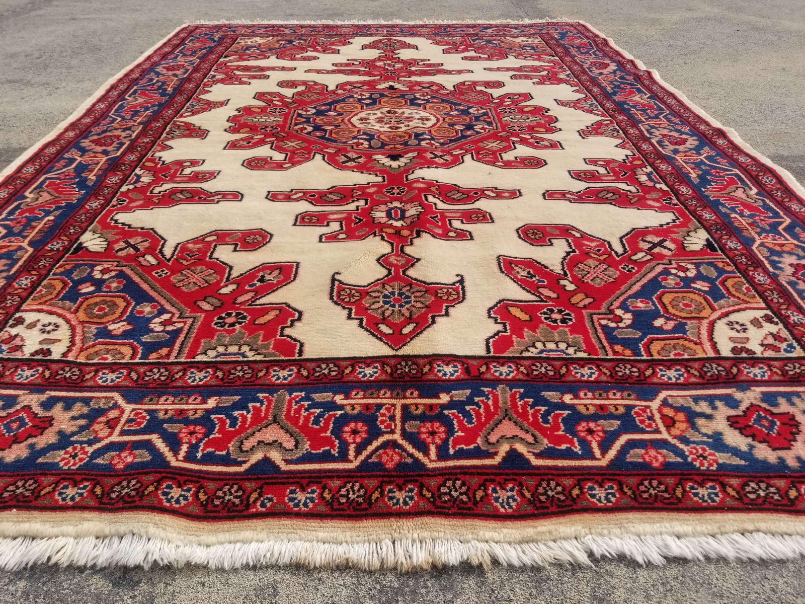 Distressed Authentic Hand Knotted Vintage Afghan Turkmen Wool Area Rug 7.2x5.0ft gallery