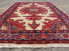 Distressed Authentic Hand Knotted Vintage Afghan Turkmen Wool Area Rug 7.2×5.0ft