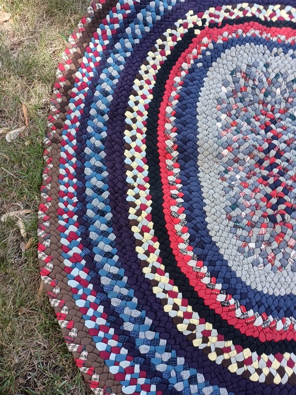 Vtg American Handmade Folk Art Oval Braided Area Rug 38x48 Country Cabin gallery