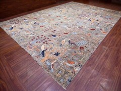 12’1″x17’4″ Fossil Gray,Bird Paradise Design,Hand Knotted,Angora Oushak Rug