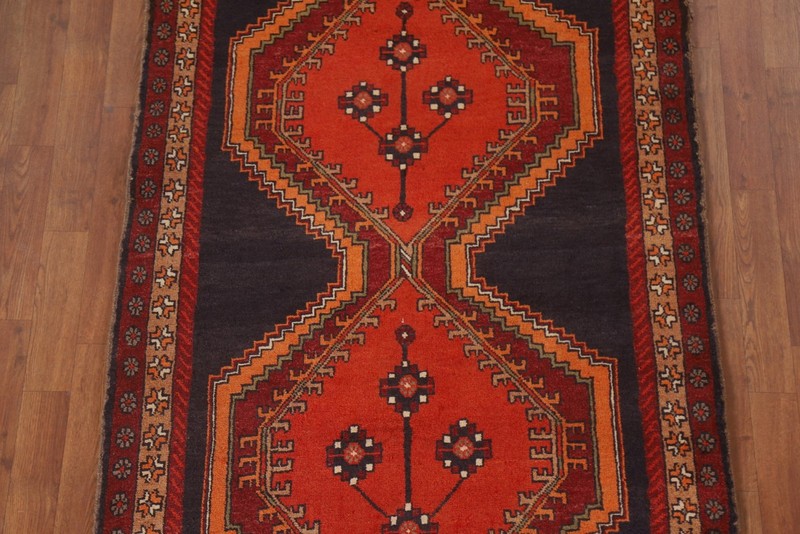 Vintage Tribal Orange Wool Hand-knotted 13 ft Runner Rug Nomadic Carpet 4x13 gallery