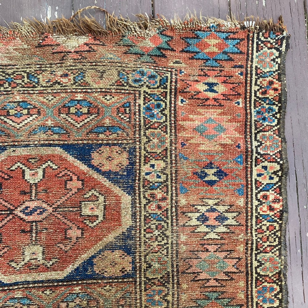 Antique Rug 3' 1 x 4' 8 Blue Hand Knotted Tribal Oriental Rug