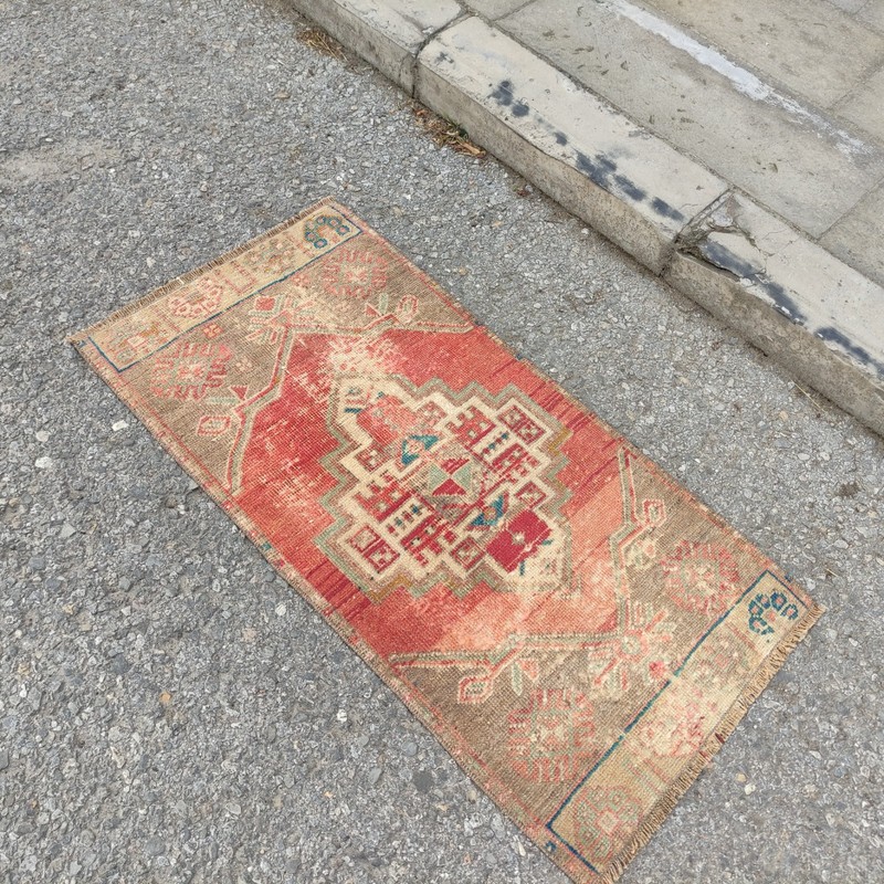 Big Door mat , 2x3 Turkish Vintage Small Rug 52 x 102 cm Bath Mat 1.71 x 3.35 ft gallery