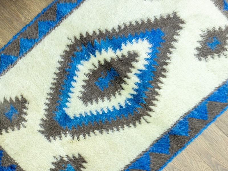 Long Pile Turkish Tribal Shaggy Rug-Vintage Handwoven Mohair Shag Tulu-3.8x5.6ft gallery