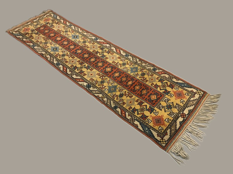 Vintage Turkish Runner 290x83 cm Milas Rug, Terracotta Red, Green, Beige gallery