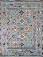 Vintage Turkish Oushak Rug, Beige 9X12 ft, Handmade Wool, Bohemian Anatolian