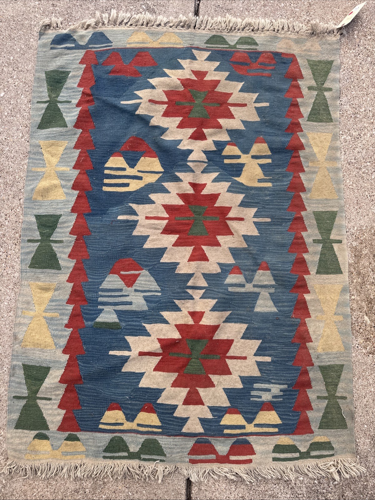 Vintage Traditional Handmade Turkish Wool Multi Tapestry Kilim Rug 62”x44” gallery