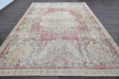 Oushak Turkish Vintage Rug 7×10 Kilim Rug Anatolian Handmade Boho Decor RED