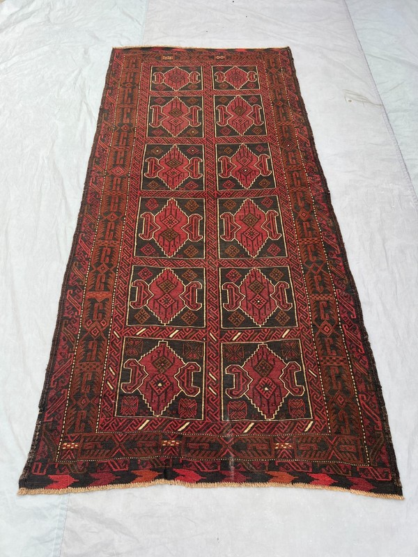 Vintage Afghan Rug 3'10x8'6 ft Handwoven Sumak Kilim Tribal Wool Runner Carpet gallery