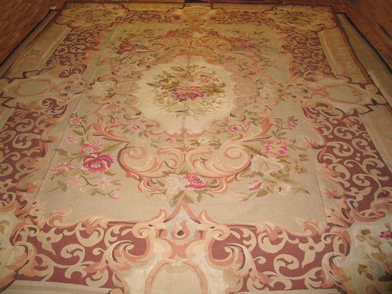 11'x14' Antique Mid 19th Century Floral Napoleon III Design Flat Woven French gallery