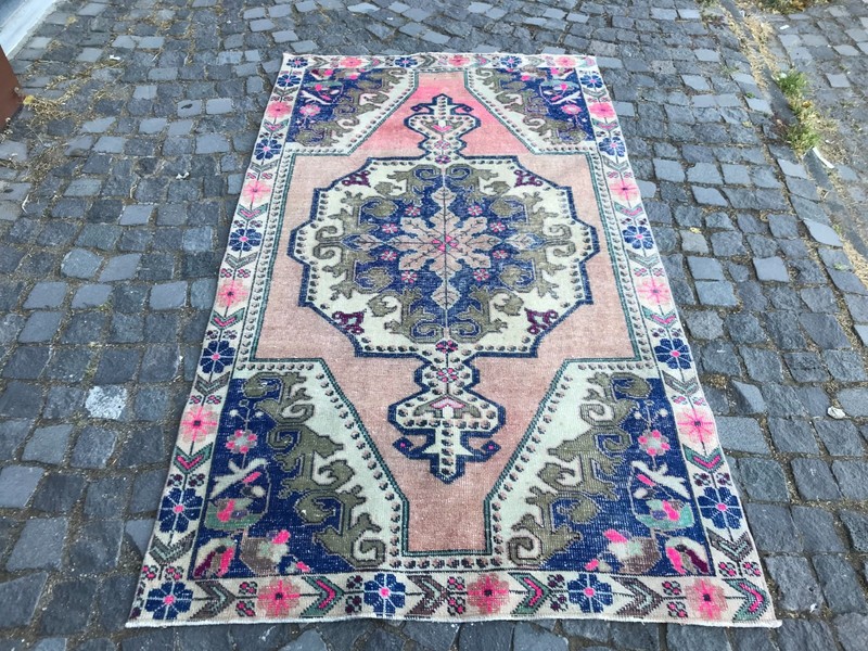 Boho Decor Rug, Home Decor Rug, Turkish Vintage Rug, Oushak Kilim Rug,4,2x7,3ft gallery