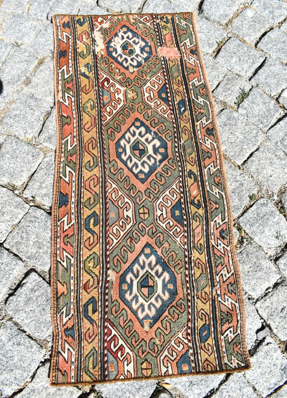 Fabulous Rare Antique Caucasian Collector Item Shahsavan Soumak Kilim Bag Face gallery