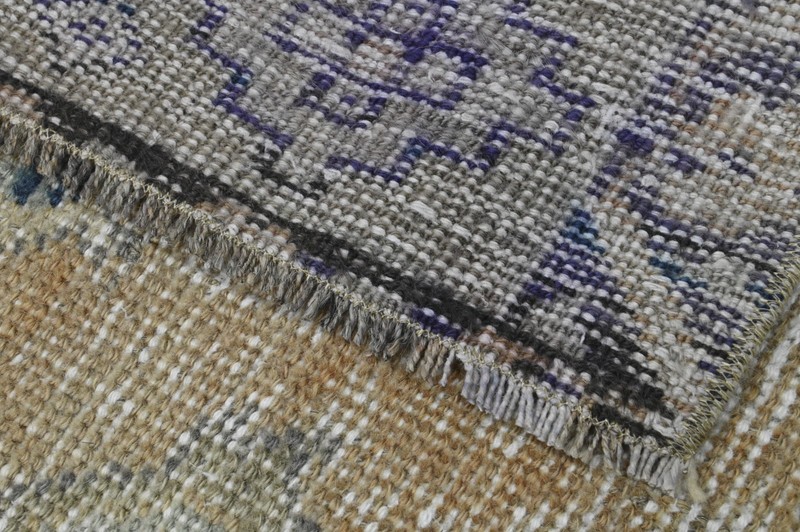 Oushak Turkish Vintage Rug 4x7 Kilim Rug Anatolian Handmade Boho Deco BEIGE NAVY gallery