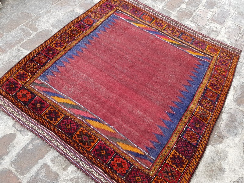 133x126 cm Handmade Afghan Vintage Rug Best Trible Kilim Wool rug square Kilim gallery