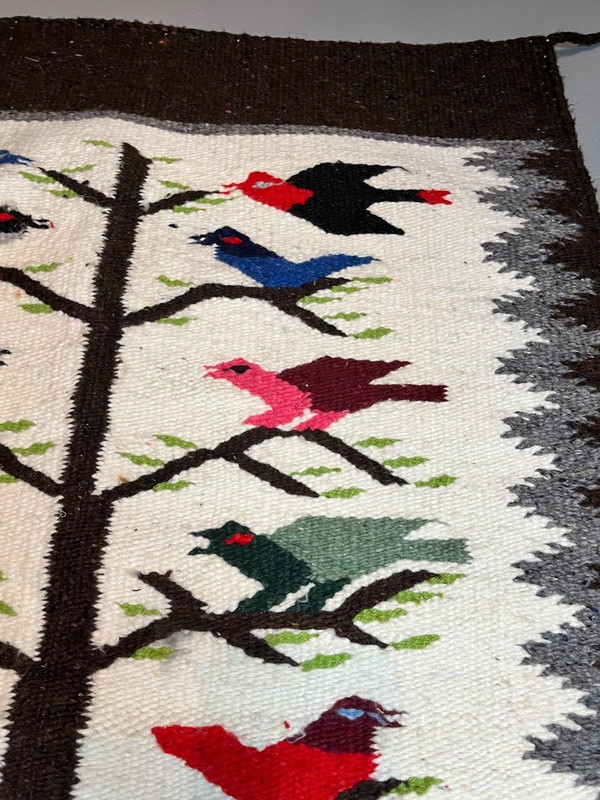 Handwoven Wool Tree Of Life Wall Hanging Rug Pictorial Birds Zapotec Tapestry gallery