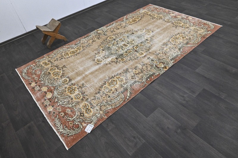 Oushak Turkish Vintage Rug 5x9 Kilim Rug Anatolian Handmade Boho Decor BROWN gallery