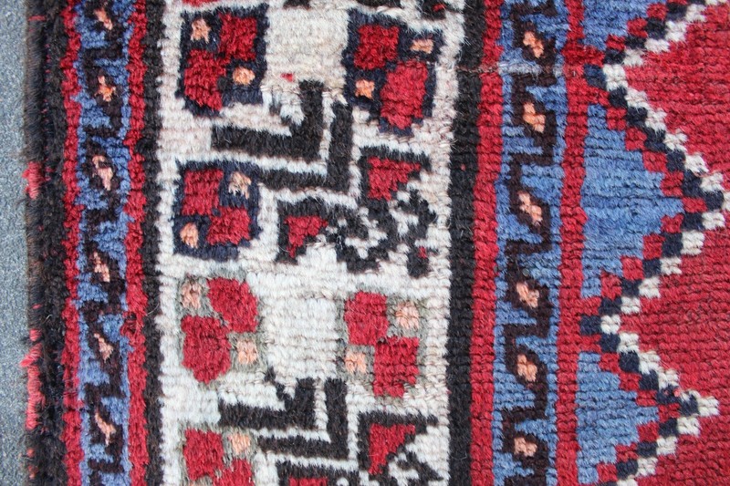 Vintage Hand Made Traditional Oriental Wool Red Large Long Rug 235x132cm gallery