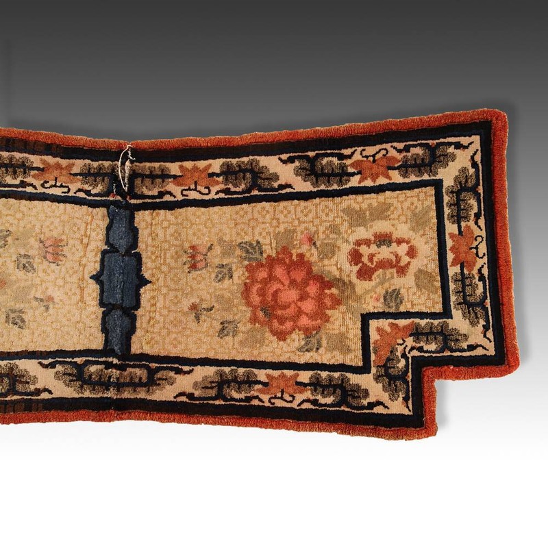 TIBETAN SADDLE RUG WOOL PILE TIBET CHINA FLORAL LATE 19TH / EARLY 20TH C. gallery