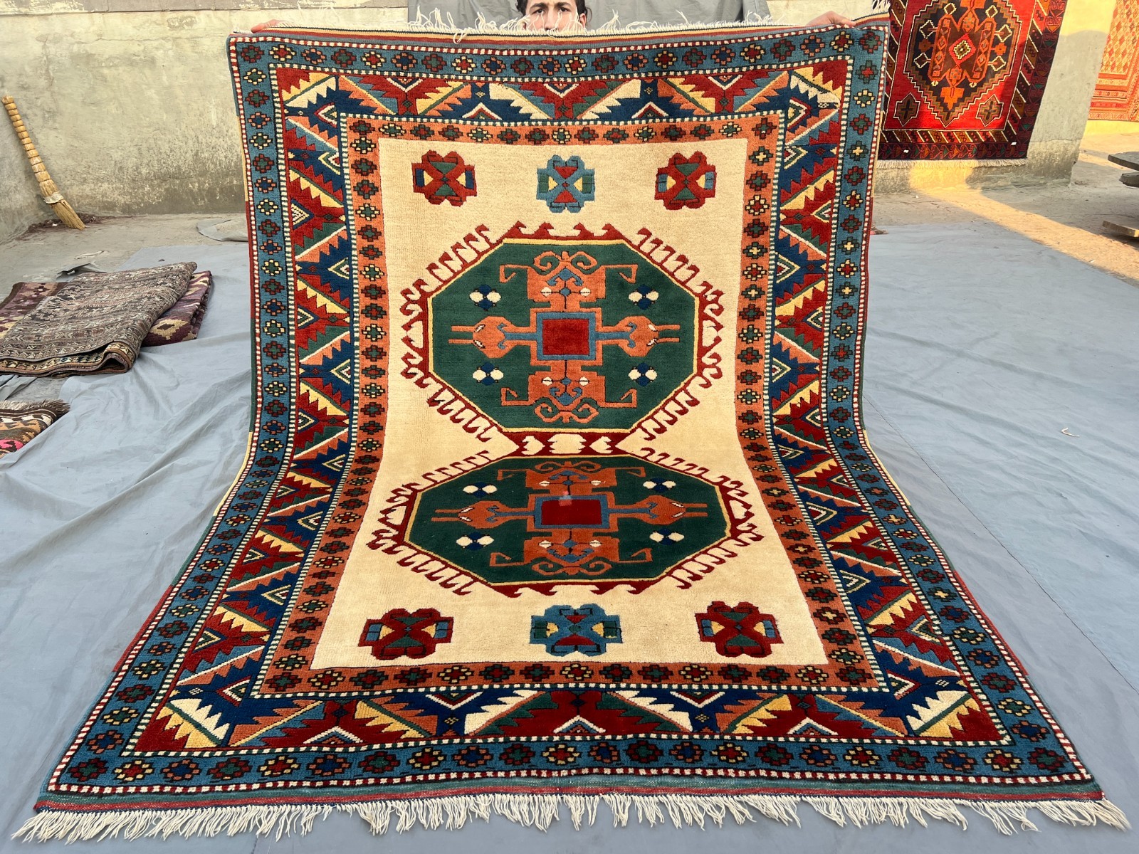 Vintage Caucasian Kazak Rug 5x7 Ft Tribal Wool Soft Nomadic Area Living Room Rug gallery