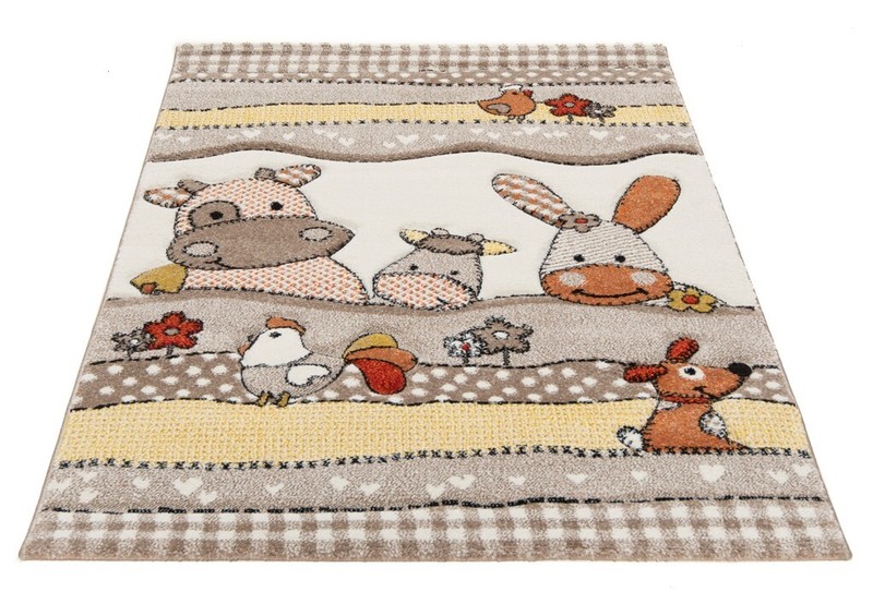 Kids 59 1/8x39 3/8 in Fattoria Maschinengewebter Carpet Rug Beige Cartoons gallery