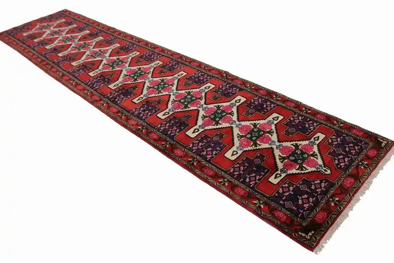 3'1 x 12'10 ft Red Runner Rug Floral Vintage Carpet Hallway Kitchen Decor gallery