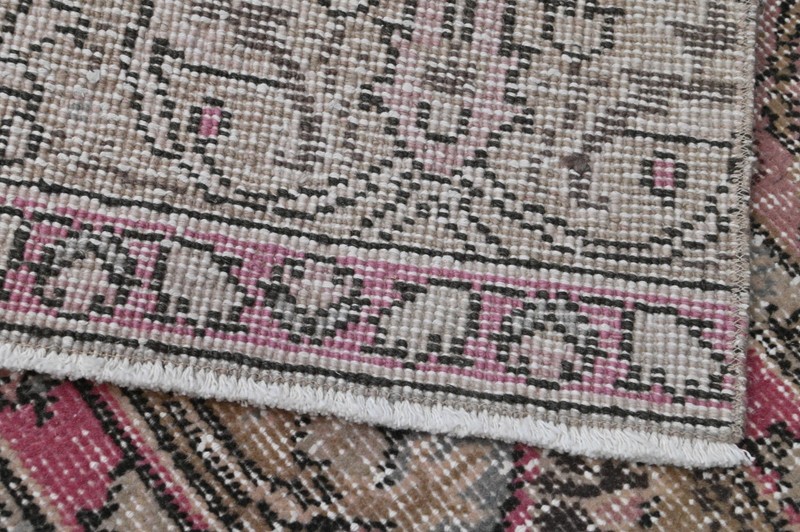 Vintage Turkish Runner Rug 2x5ft Wool Anatolian Handmade Hallway Oushak MAUVE gallery