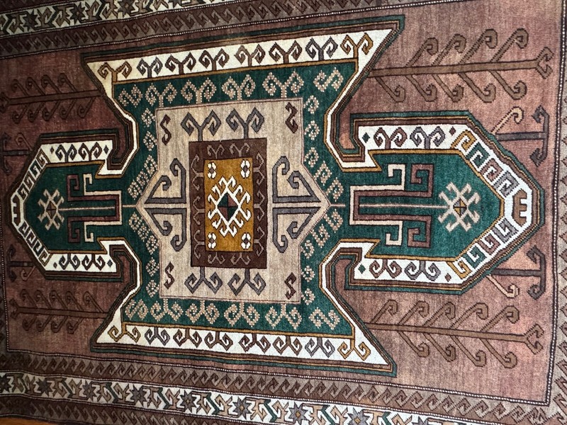 Vintage Anatolia Kazak Wool Rug 5x7 Hand Knotted Geometric Turkish Carpet Brown gallery