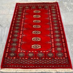 Vintage Afghan Jaldar Bokhara, Wool Area Rug, Traditional Carpet (2×4 ft.)