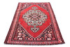 Bright Geometric Medallion Afghan 4' 2" x 6' 4" Red Hand Knotted Area Rug gallery