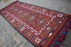 4’10 x 11’4 Handmade vintage afghan tribal qalaino area kilim rug, Best wool rug