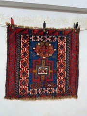 Vintage Beautiful Hand Knotted Oriental Small Table Wool Rug 51×55 Cm