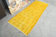 small turkish rug, hand-knotted carpet vintage rug, oushak area rug 2 x 6 ft 330