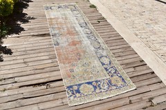 Turkish 34×115 in Oushak Rug 2×9 Natural Wool Runner Hallway Kitchen Carpet