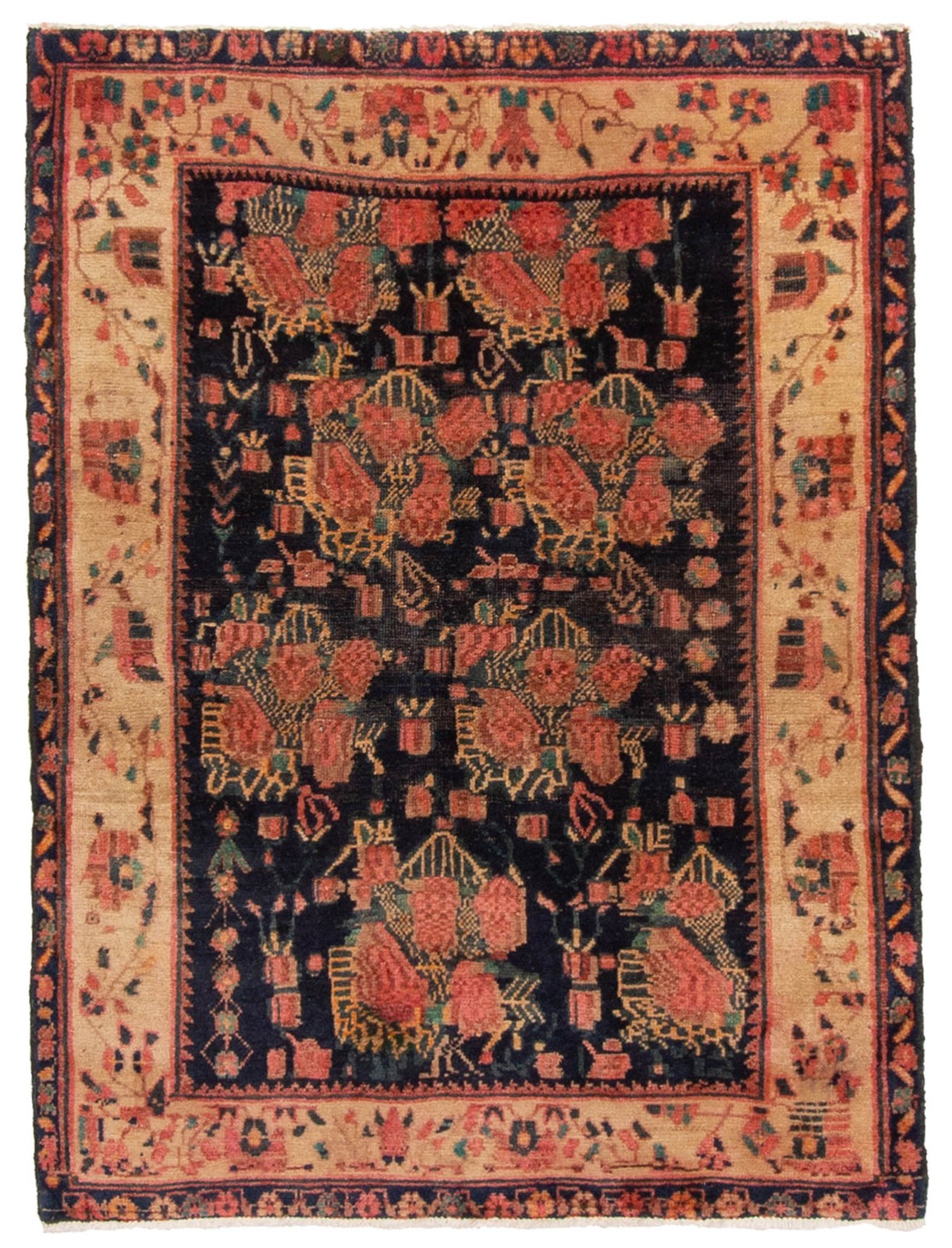 Vintage 3'5" x 4'5" Traditional Hand Knotted Vegetable Dye Wool Area Rug gallery