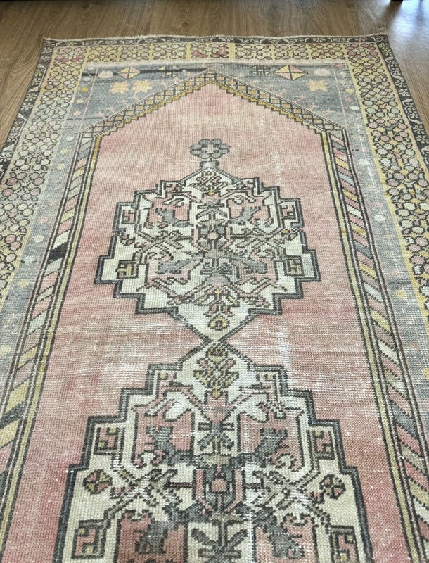 4x7 PINK Oushak Rug, Handwoven Vintage Rug, Turkish Rug, Handmade Wool Area Rug gallery
